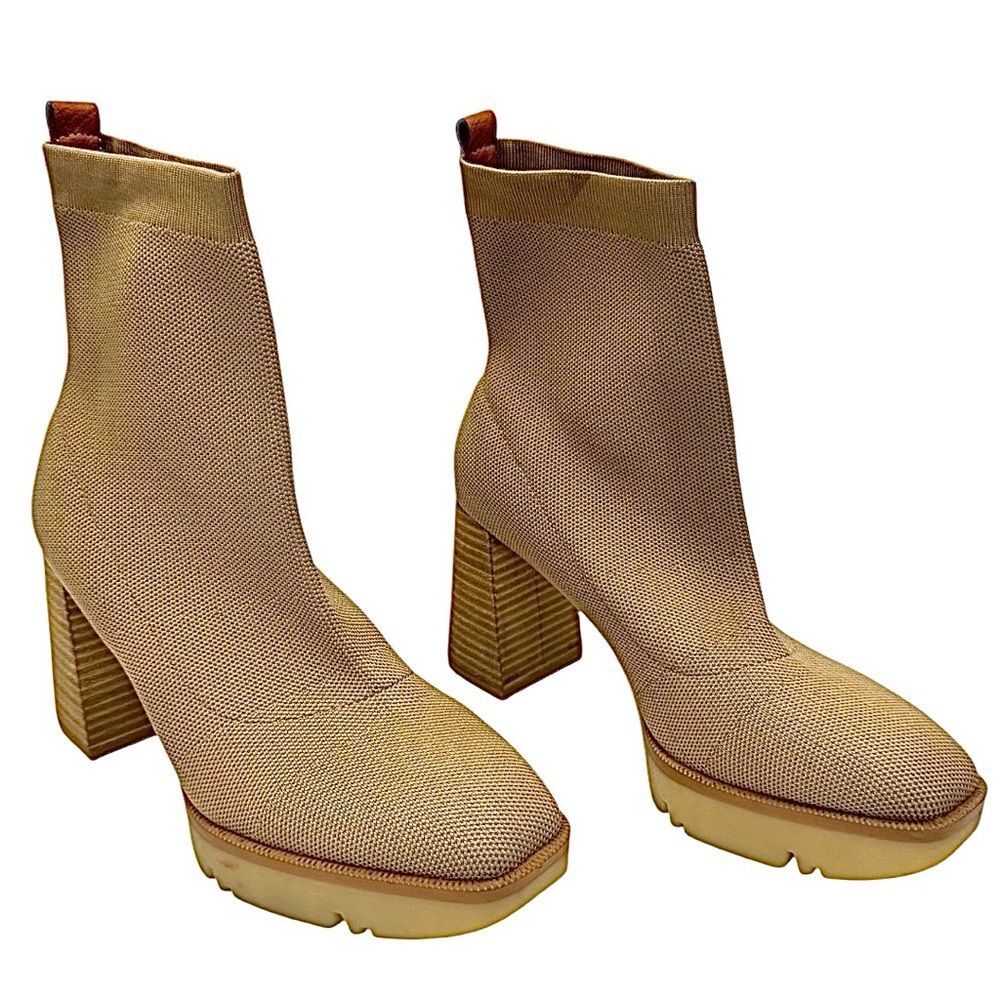 MI.IM Minimalist Platform Chunky Tan Women’s Knit Boots Size 7.5 Medium EUC - Picture 7 of 10